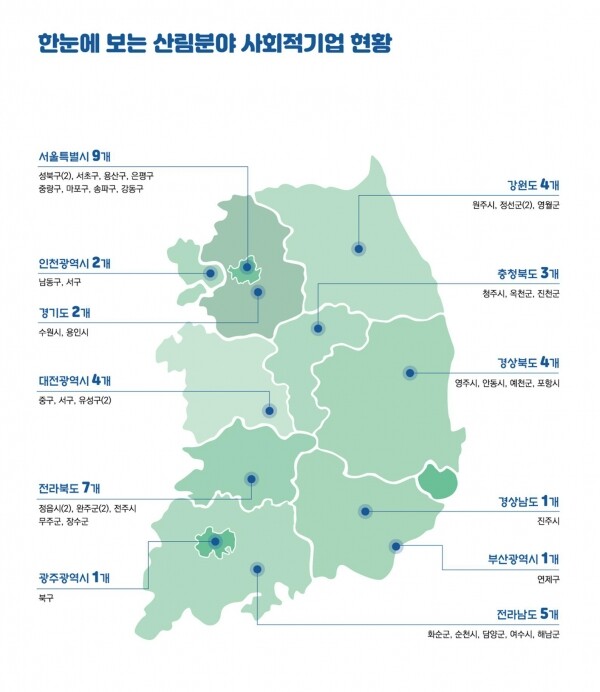 한눈에 보는 산림분야 사회적기업 현황표
