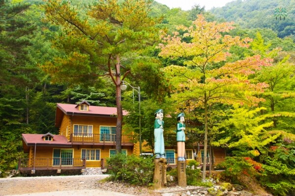 사진은 통고산자연휴양림의 산림문화휴양관 전경