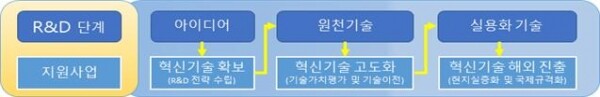 연구개발 단계 및 지원사업 모형도.