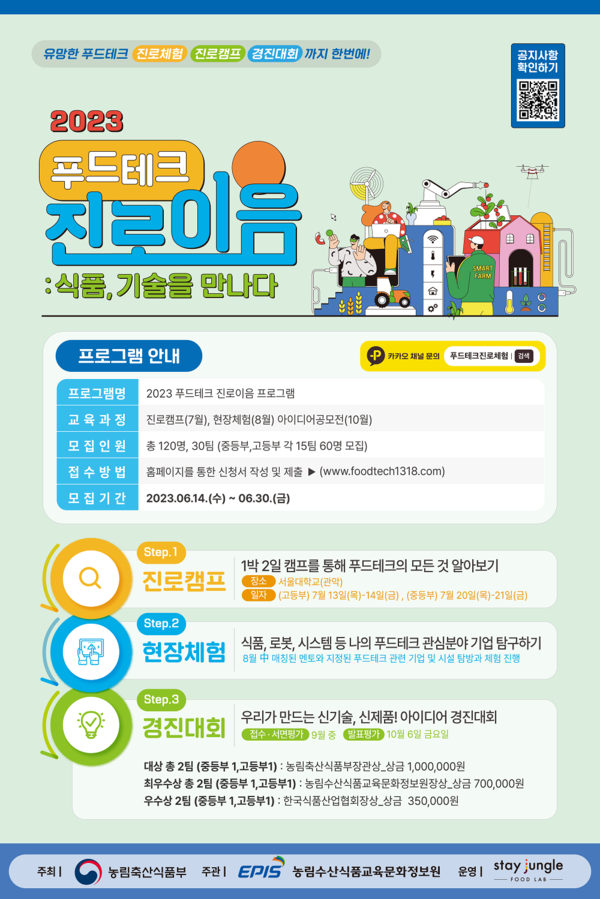 2023 푸드테크 진로이음 프로그램 포스터