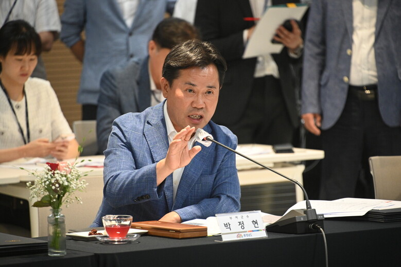 박정현 부여군수 제4차 충남 지방정부회의 발언 모습 (부여군 제공)