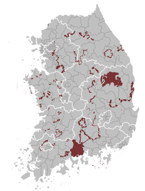 조사 대상지역 (한국임업진흥원 제공)