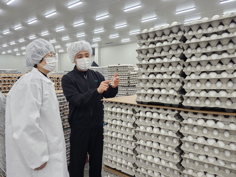 식약처 차장 식용란 선별포장업체 현장 방문(식약처 제공)