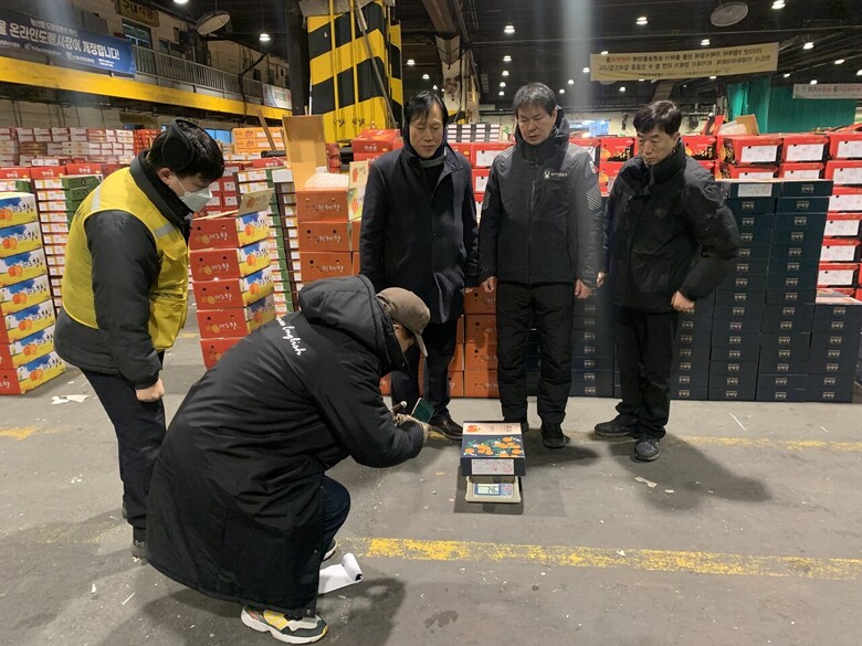 서울시농수산식품공사, 청과도매법인, 전과련, 과일조합 합동 점검 모습(서울시농수산식품공사 제공)