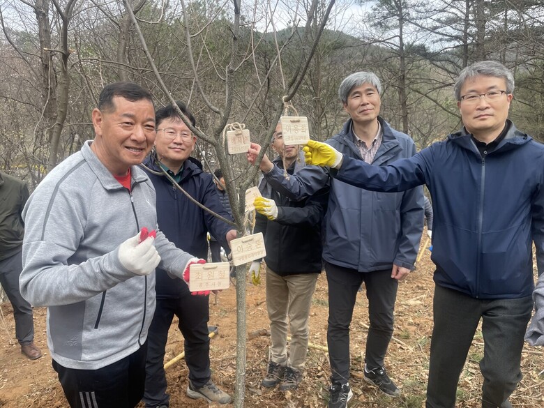 공주에서 밀원수(蜜源樹, 꿀샘나무)를 심었다.(농진청 제공)