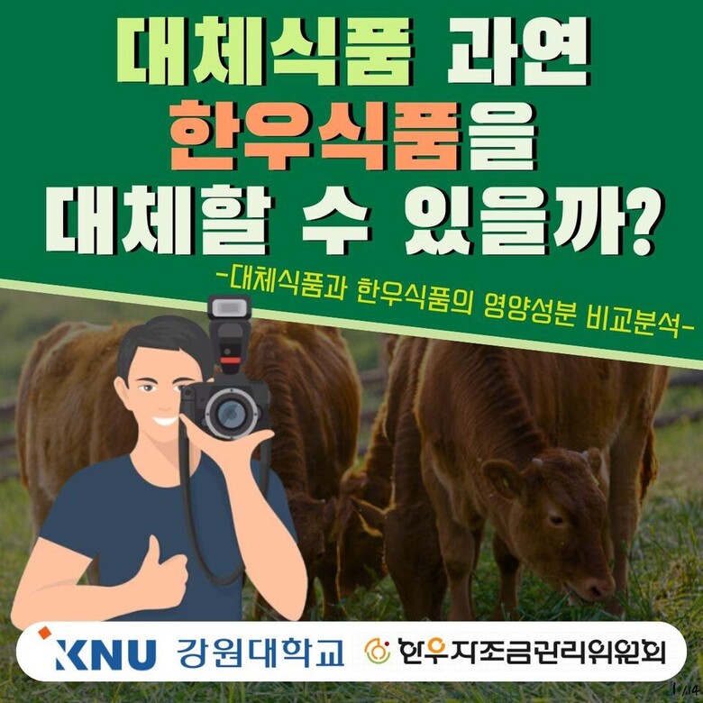 대체식품과 한우식품의 영양성분 비교분석(자료제공=한우자조금)