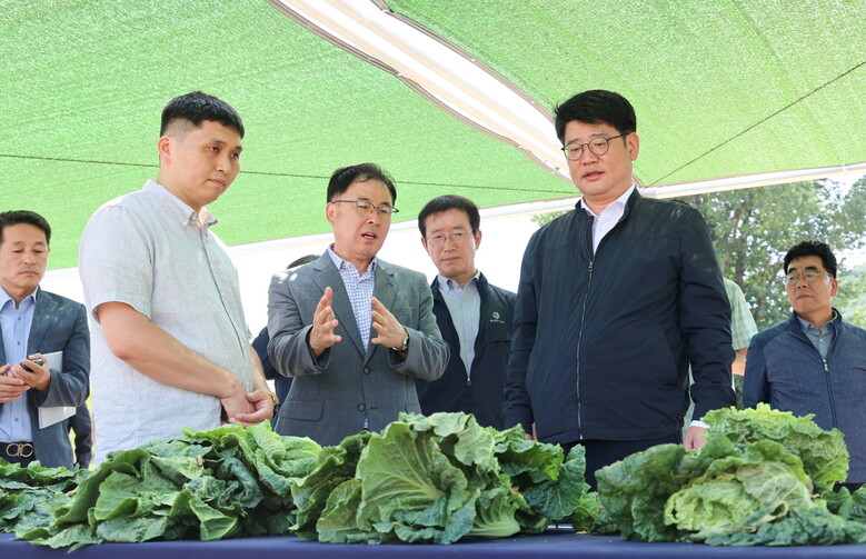 권재한 농촌진흥청장, 여름 배추 수급 안정 연구 현장 점검(농진청 제공)