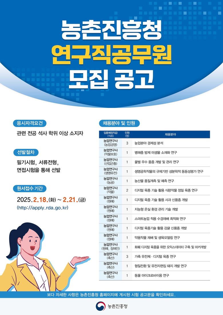 2025 연구직 경력경쟁채용 모집 공고 포스터