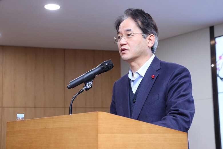 벽제농업협동조합 제64기 정기총회에서 축사 중인 이동환 고양특례시장(고양시청 제공)