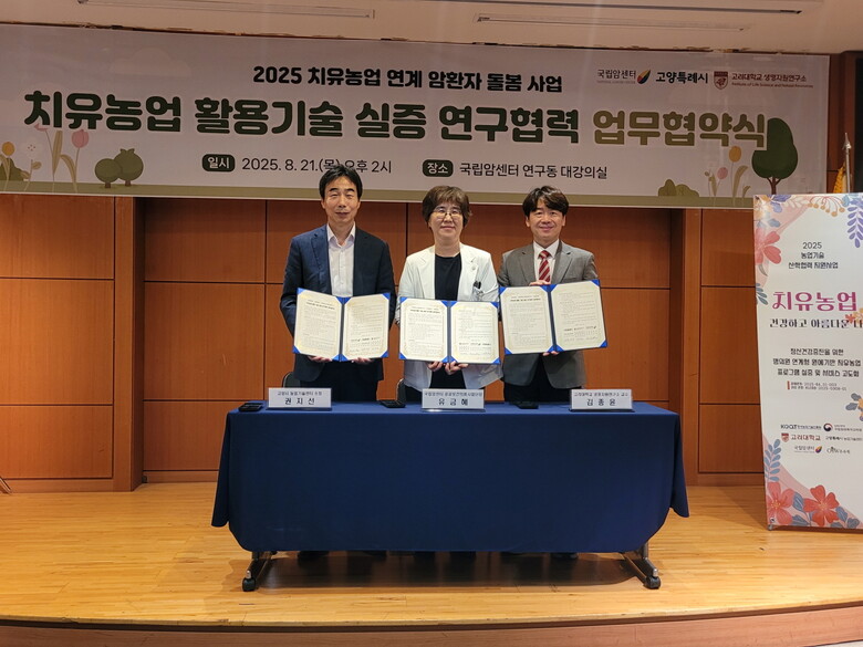 ‘치유농업 활용기술 실증 연구협력 업무협약식’기념촬영